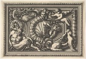 Design for a Panel with Two Variants containing a Satyr and a Sphynx, from "Panneaux d'ornement", Jean Le Pautre  French, Etching; first edition