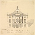 Elevation of Back Facade of the Kings House, Richmond, Surrey, Augustus Heckel (German (active Britain), Augsburg 1690–1770 Richmond), Pen and black ink, brush and gray wash