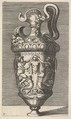 Vase with Two Winged Figures Draping a Term, René Boyvin French, Engraving
