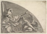 Mars Seated Amid Trophies, Léon Davent French, Etching