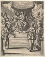 Frontispiece for "Tristan L'Hermite": Marianne standing to right before Herod and his court at top center, being accused by the butler at left of poisoning her husband, Abraham Bosse  French, Etching; first state of three