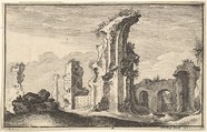 Ruins of St Croix de Jerusalem, from "Roman Ruins", Wenceslaus Hollar Bohemian, Etching, first state of two