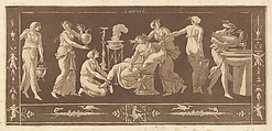 La Toilette de Vénus (The Toilet of Venus), from Recueil de Différentes Compositions Frises et Ornements dessinées et gravées à la manière du lavis par La Grenée le Juene Se trouve chez l'Auteur, au Louvre et chez Basan, rue et Hôtel Serpente A Paris, in an album containing Recueil de Compositions par Lagrenée Le Jeune (Collection of Compositions by Lagrenée the Younger), Jean Jacques Lagrenée  French, Etching and aquatint