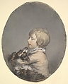 William Evelyn of St Clere, Kent, holding a spaniel, Hugh Douglas Hamilton  Irish, Pastel