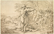 Classical Subject of Fighting, John Hamilton Mortimer British, Pen and black and brown ink, traces of black chalk