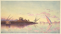 View on the Nile near Cairo, Thomas Seddon British, Watercolor over graphite with stopping out, heightened with gouache (bodycolor)