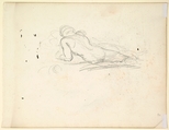 Study for a male figure in "Comus–The Measure" (recto); Reclining male nude (verso), George Richmond (British, Brompton 1809–1896 London), Black chalk