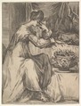 The Suicide of Portia, Jacques Bellange  French, Etching with stippling and engraving