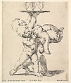 Three children carrying a tray, Stefano della Bella Italian, Etching; second state of three