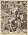Christ Sitting on the Cold Stone, Hieronymus (Jerome) Wierix Netherlandish, Engraving