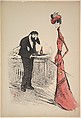 A Woman in Red and a Waiter with a Forked Beard, Georges Goursat [Sem]  French, Color lithograph