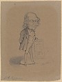 Caricature of Charles Philipon, Hippolyte Mailly  French, Black chalk on brown paper