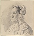 Portrait of a Woman in a Lace Bonnet, in three-quarter profile to the left, Ferdinand Georg Waldmüller Austrian, Graphite
