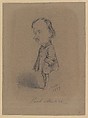 Caricature of Paul Meurice, Hippolyte Mailly  French, Black chalk on brown paper