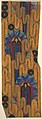 Panel with a Line of Brown Ribbon Over Segmented Ovals with Blue Heart-Shaped Motifs on the Border, Anonymous, French, 20th century  French, Charcoal, gouache and gold paint