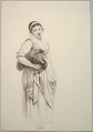 A Standing Young Washerwoman, Jacob van Strij Dutch, Brush and brown ink, over black chalk or graphite