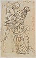 Ugolino and his Sons: Fifth Day (recto); Dante and Virgil: Anatomical Studies (verso), Auguste Rodin (French, Paris 1840–1917 Meudon), Pen and brown ink, graphite, and traces of brown ink wash on graph paper