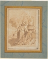 The Blessed Aloysius Gonzaga in Ecstasy, Anthony van Dyck Flemish, Brush and brown ink; enlarged (probably by Pierre-Jean Mariette) below and at right with strips of ca. 7 mm and completed with brush and gray wash; framing lines in pen and black ink