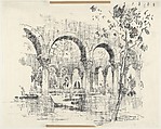 View of Cuxa Cloisters in the Garden of Barnard's Cloisters, Edward Howard Suydam  American, Charcoal