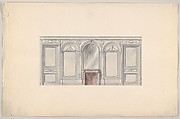 Design for a Wall Elevation with an Arched Mirror over a Fireplace (First Floor), Mewès and Davis, Watercolor over graphite