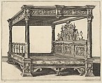 Canopy Bed from 'Verscheyden Schrynwerck (...)' ['Plusieurs Menuiseries (...)'], Paul Vredeman de Vries  Netherlandish, Engraving