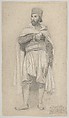 A Turkish Warrior, Niels Simonsen  Danish, Graphite, heightened with white, on oatmeal paper; framing lines in pen and brown ink