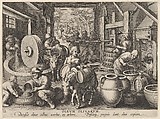 New Inventions of Modern Times [Nova Reperta], The Invention of the Olive Oil Press, plate 12, Jan Collaert I  Netherlandish, Engraving