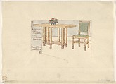 Folding Table and Chair for Mr. Edward Bradley, George Mann Niedecken American, Pen and ink and watercolors