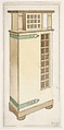 Wooden Cupboard with Green Hinges for The Living Room and the Hall (Bradley House, "Ladies' Home Journal," XIX, March 1902), William Henry Bradley American, Graphite, ink, and watercolor