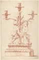 Design for a Candelabra, Anonymous, French, 18th century  French, Red chalk with partial black underdrawing