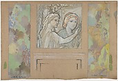 Design for an Overdoor Painting and Two Wall Panels, Arthur B. Davies American, Black and white crayon, gouache