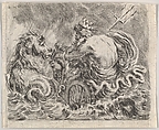 Neptune, from "Game of Mythology" (Jeu de la Mythologie), Stefano della Bella  Italian, Etching