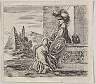 Pallas, from "Game of Mythology" (Jeu de la Mythologie), Stefano della Bella  Italian, Etching