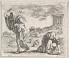 Deucalion and Pyrrha, from "Game of Mythology" (Jeu de la Mythologie), Stefano della Bella  Italian, Etching