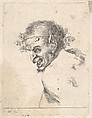 Bust of a laughing satyr, facing left in profile, plate 29 from "Various Portraits" (Recueil de diverses pièces servant à l'art de portraiture), Stefano della Bella Italian, Etching