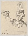 Plate 11: A Polish bust in profile, turned to the right, another Polish head seen from behind in the background, from "The Book for Learning to Draw" (Livre pour apprendre à dessiner), Stefano della Bella  Italian, Etching