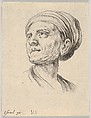 Plate 4: Head of an old woman with a bonnet, looking left, from "Various heads and figures" (Diverses têtes et figures), Stefano della Bella  Italian, Etching