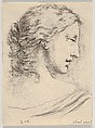 Plate 5: Head of a woman, turned in profile to the right, from "Various heads and figures" (Diverses têtes et figures), Stefano della Bella  Italian, Etching