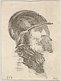 Plate 6: Head of an old bearded soldier wearing a helmet, facing right, from "Various heads and figures" (Diverses têtes et figures), Stefano della Bella  Italian, Etching