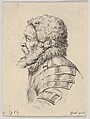 Plate 7: bust of a bearded soldier wearing armor, facing left in profile, from "Various heads and figures" (Diverses têtes et figures), Stefano della Bella  Italian, Etching