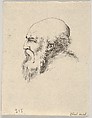 Plate 8: Head of an old bald man with a long beard, facing left in profile, from "Various heads and figures" (Diverses têtes et figures), Stefano della Bella  Italian, Etching