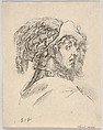 Plate 10: Head of a Man without a Beard, Turned in Profile to the Right, from "Various heads and figures" (Diverses têtes et figures), Stefano della Bella  Italian, Etching