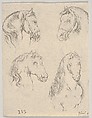 Plate 16: Four studies of horse heads, from "Various heads and figures" (Diverses têtes et figures), Stefano della Bella Italian, Etching