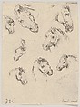 Plate 17: Nine studies of horse heads, from "Various heads and figures" (Diverses têtes et figures), Stefano della Bella Italian, Etching