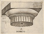 Doric capital with measurements, Monogrammist G.A. with the Caltrop  Italian, Engraving