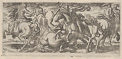 Six Cavalrymen in Combat, from "Battle Scenes I", Antonio Tempesta  Italian, Etching