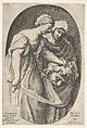 Judith with the head of Holofernes in her left hand and a sword in her right hand, accompanied by a female attendant, from a series of four Old Testament subjects, Oliviero Gatti Italian, Engraving