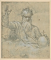 God the Father, Federico Zuccaro (Zuccari) Italian, Pen and brown ink, brush and blue wash, highlighted with white gouache, over traces of black chalk, on blue prepared paper