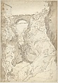 View of the Ponte San Rocco at Tivoli; verso: Buildings on the River Aniene near Tivoli (?), Guilliam du Gardijn (Dutch, Cologne ca. 1595/96–after 1647 Amsterdam (?)), Brush and gray ink, black chalk