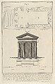 Plan and facade of the Temple of Fortuna Virilis (Tempio della Fortuna Virile), from "Le Antichità Romane", Giovanni Battista Piranesi Italian, Etching